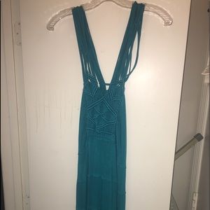 2 piece: Long Teal Strappy Sundress/black sweater